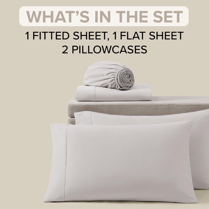 UGG Queen Sheet Set 4-Piece Luxury Cooling Sheets Deep Pockets Premium Bedding with 2 Pillow Shams Hypoallergenic Machine Washable Soft Lightweight Bed Set for Bedroom, Queen, Stone Grey (Hedi) - Image 3